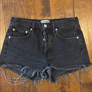 Agolde Black Jean Shorts Distressed High-Waisted